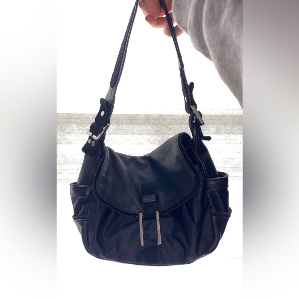 Vintage 80s furla purse black nylon/leather